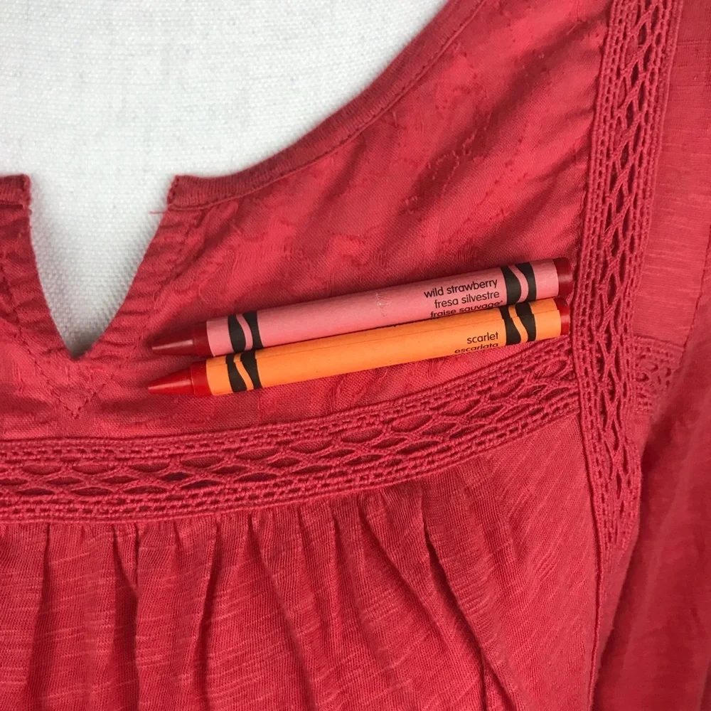 Lucky Brand top casual boho 3/4 sleeve v-neck - Picture 5 of 6